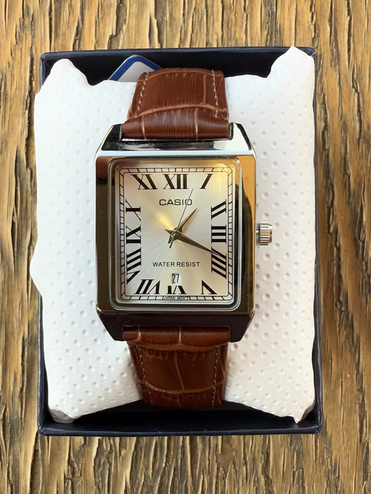 Casio Tank ( Brown Leather Strap)
