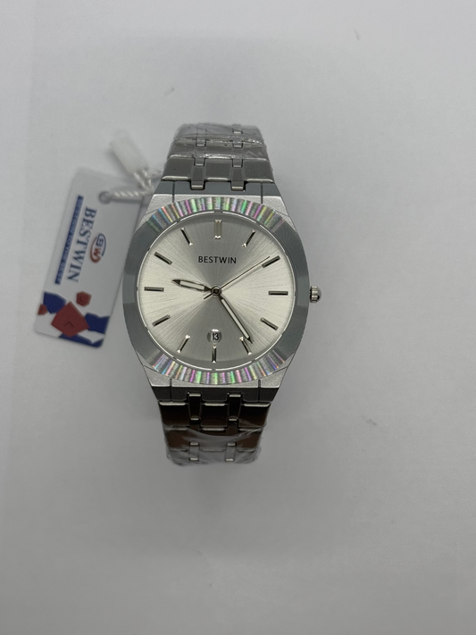 Bestwin (Silver Metal Strap - White Face)