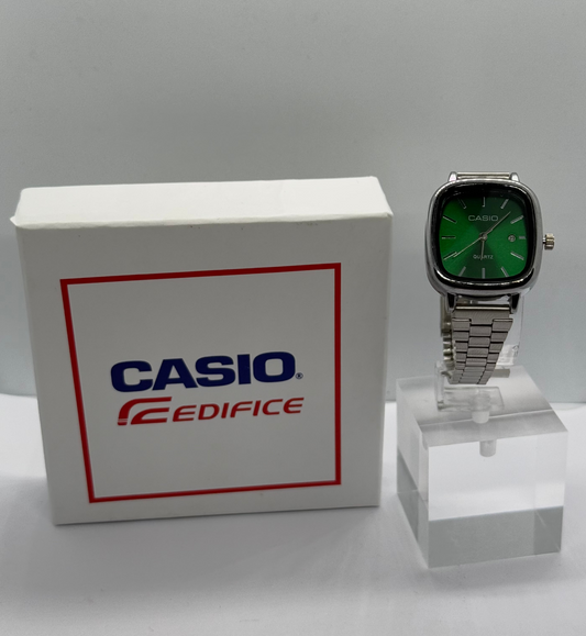 Uni Sex Casio Old Money (Silver Strap - Green Face)