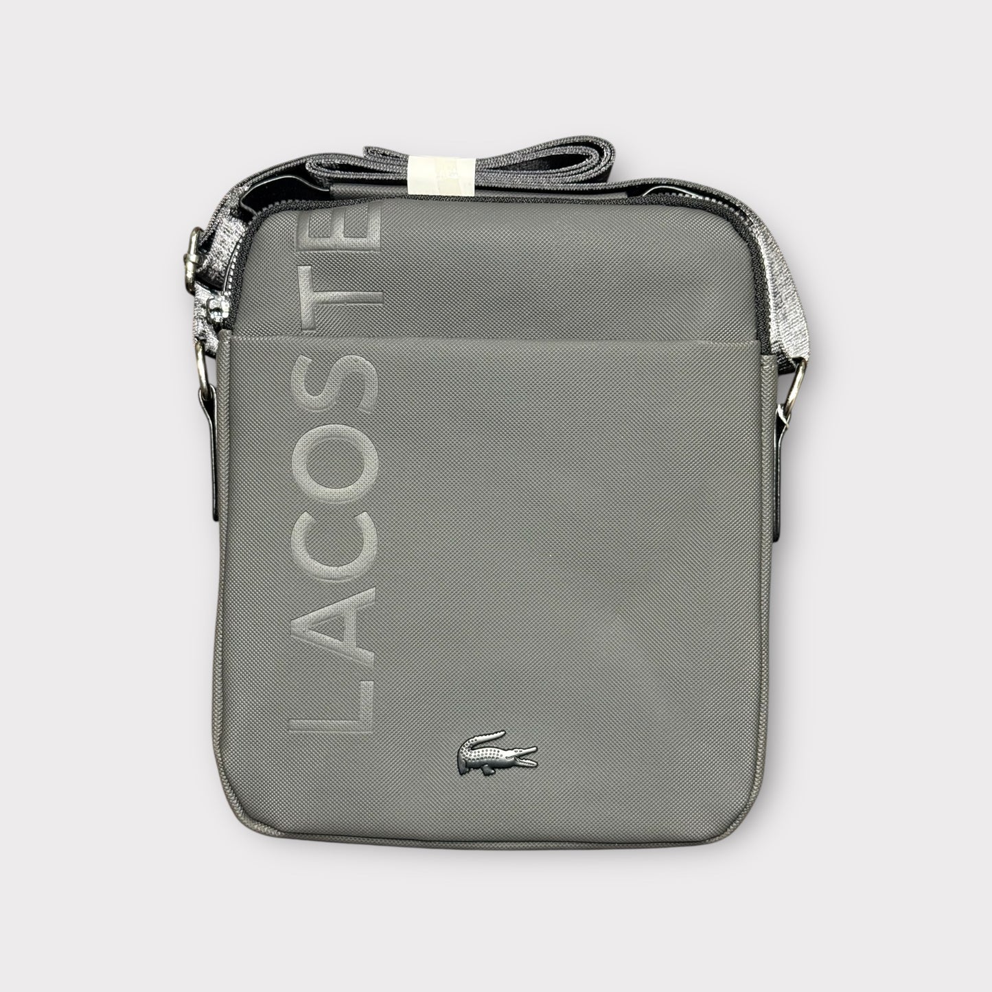 LACOSTE GREY FABRIC CROSS BAG (LARGE)